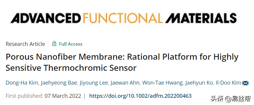 Il-Doo Kim教授AFM：多孔纳米纤维膜用于高灵敏度热致变色传感器